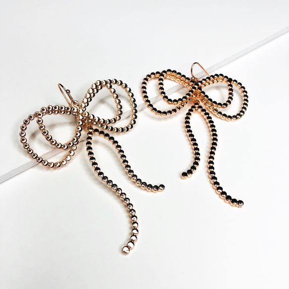 Riya Gold Holiday Bow Statement Earrings Gift Ref - Picture 5 of 6